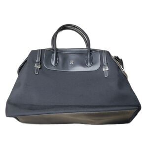 Etienne Aigner Black Canvas & Leather Handle Tote Bag Purse with Zip Closure